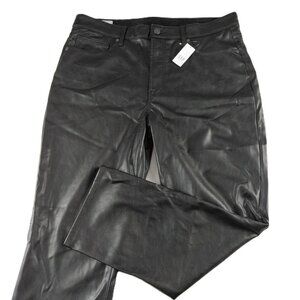 GAP Vintage Slim High Rise Faux Leather Pant Women's Size 16 Short Black